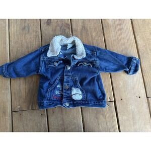 Vintage 90s Unisex Wear Ever Jean Jacket Sherpa Collar Embroidered 6-9 Months